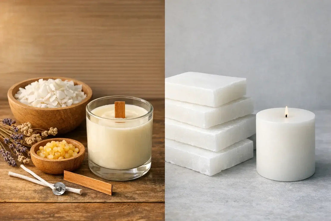 Natural Candle Wax vs Paraffin Wax: The Guide to Best Performance Wax - comparing natural and paraffin candle materials.