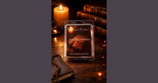 Phoenix Crafted dark woody wax melts in a resinous, smoky landscape composition for the oud fragrance guide.