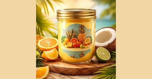 Phoenix Crafted citrus fragrance candle in a bright, uplifting landscape composition.