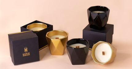 Luxury candles arranged on a neutral surface for a quality and value comparison.