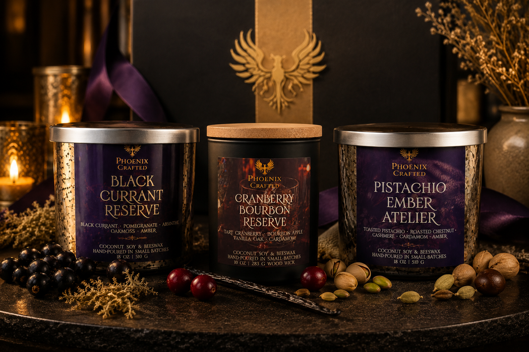 Black Currant Reserve limited-edition candle in the Rose Gold Phoenix Crafted vessel