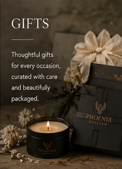 Gifts Under 25 collection showcasing a hand-poured candle and beautifully packaged gifts for any occasion.