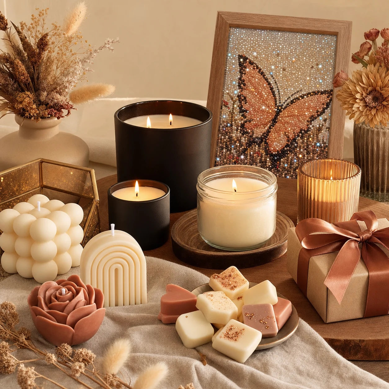 Phoenix Crafted handmade candles, wax melts, decorative candles, gift boxes, and handcrafted diamond painting art