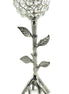 Handcrafted Silver Tree Hurricane Candle Holder displayed with crystal accents and elegant leaf details.