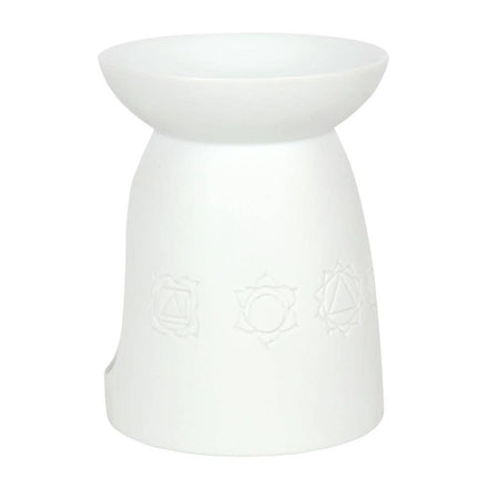 White ceramic tealight warmer with a shallow bowl top, bell-shaped body.