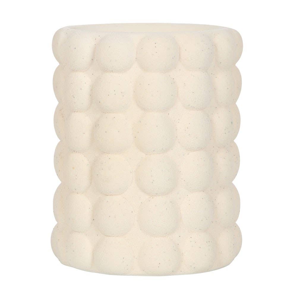 Cream Speckle Bubble Tealight Wax Warmer in a textured bubble design, trendy home décor accent.