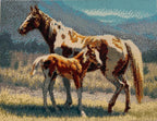 Mountain Meadow Duo Diamond Painting of a mare and foal in a serene landscape.