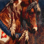 Painted Spirit Diamond Painting featuring a decorated horse with intricate details and vibrant colors.