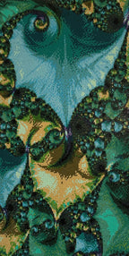 Emerald Spiral Fractal Diamond Painting showcasing vibrant jewel-toned greens and blues in a mesmerizing design.