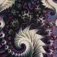 Violet Feather Fractal Diamond Painting featuring luminous purple and teal designs in a mesmerizing pattern.