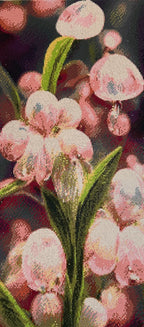 Blossom Glow Diamond Painting featuring vibrant pink blooms and green stems in a modern floral mosaic.