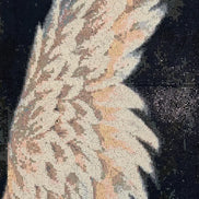 Seraphic Wing Diamond Painting featuring a luminous mosaic wing in soft whites and blush against a dramatic backdrop.