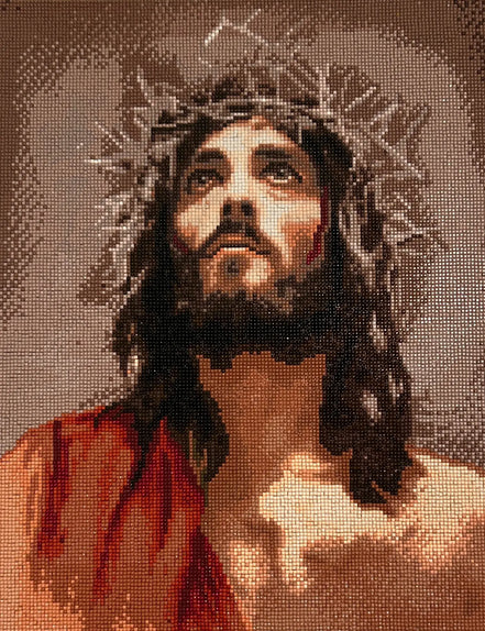 Crown of Mercy Diamond Painting featuring a moving portrait with resin diamonds and warm earth tones.