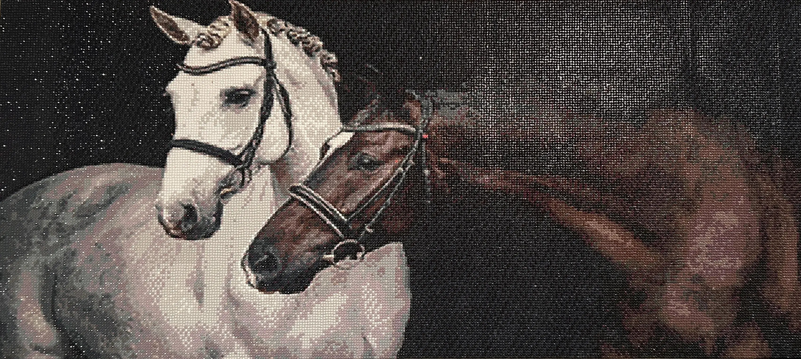 Kindred Companions Diamond Painting of two beautiful horses, showcasing the beauty and connection of equine spirit.