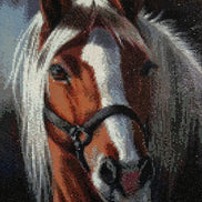Chestnut Grace Diamond Painting featuring a stunning equine portrait with shimmering resin diamonds.