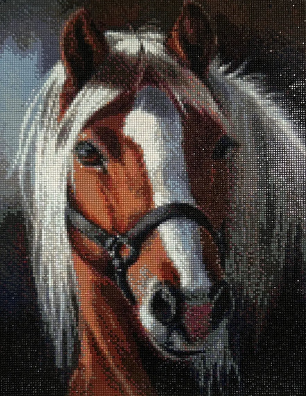 Chestnut Grace Diamond Painting featuring a stunning equine portrait with shimmering resin diamonds.