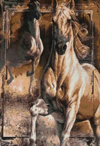 Twin Spirits Diamond Painting featuring two powerful horses in dynamic poses, illuminated with vibrant resin diamonds.