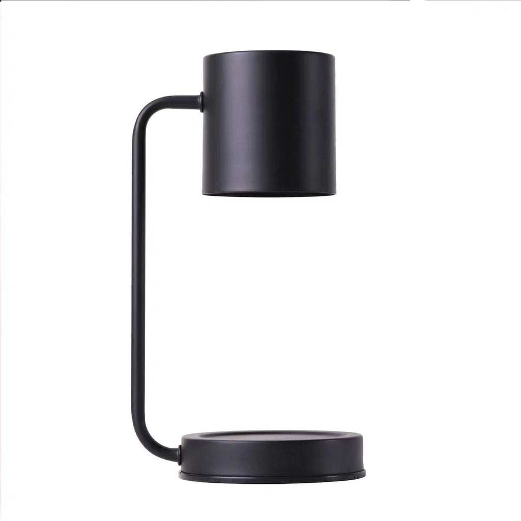 Modern Dimmable Candle Warmer Lamp in sleek black metal design for ambient lighting and candle warming.