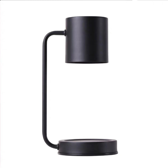 Modern Dimmable Candle Warmer Lamp in sleek black metal design for ambient lighting and candle warming.
