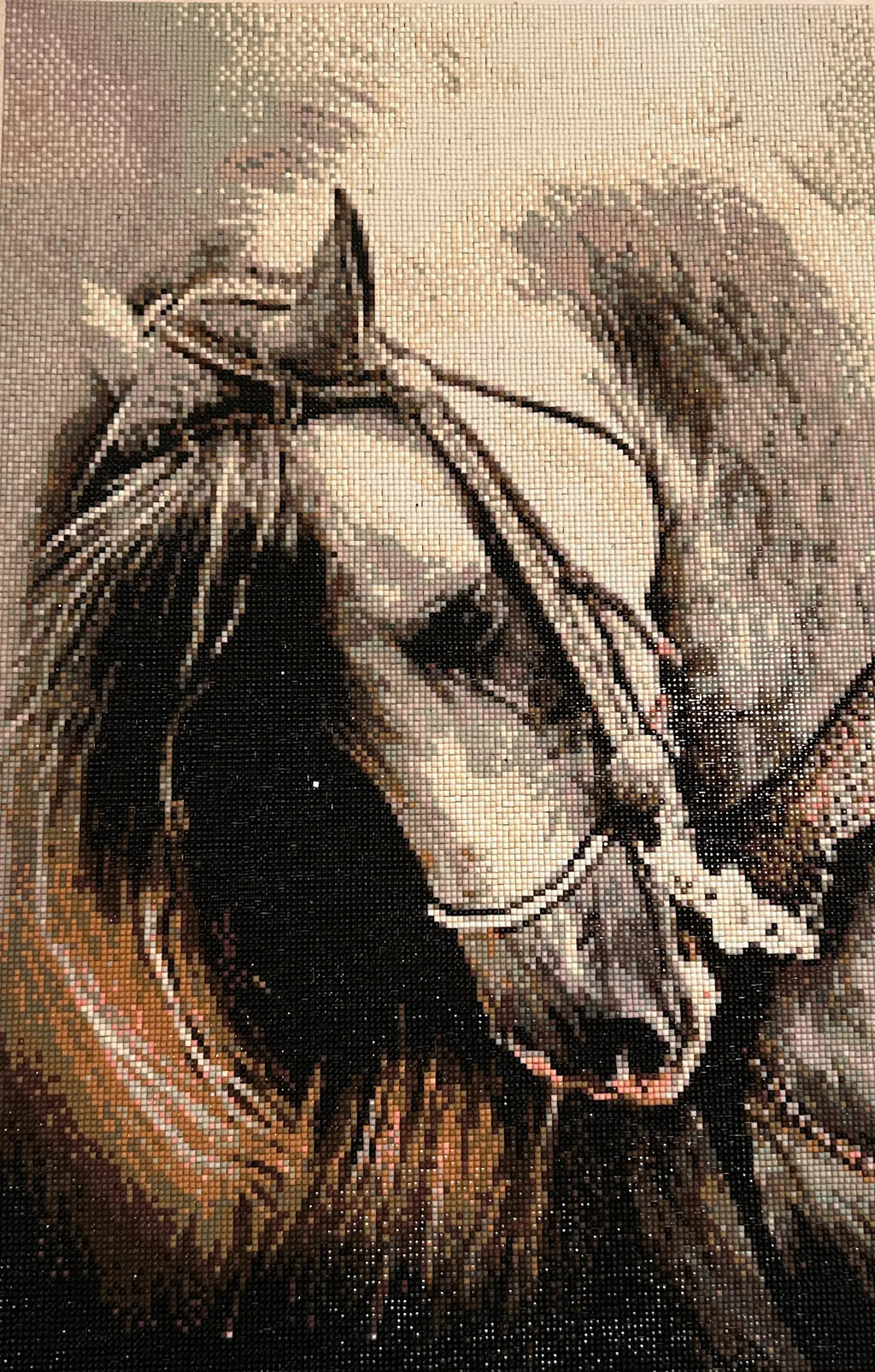 Wildmane Portrait Diamond Painting featuring a stunning horse with intricate details and vibrant colors.