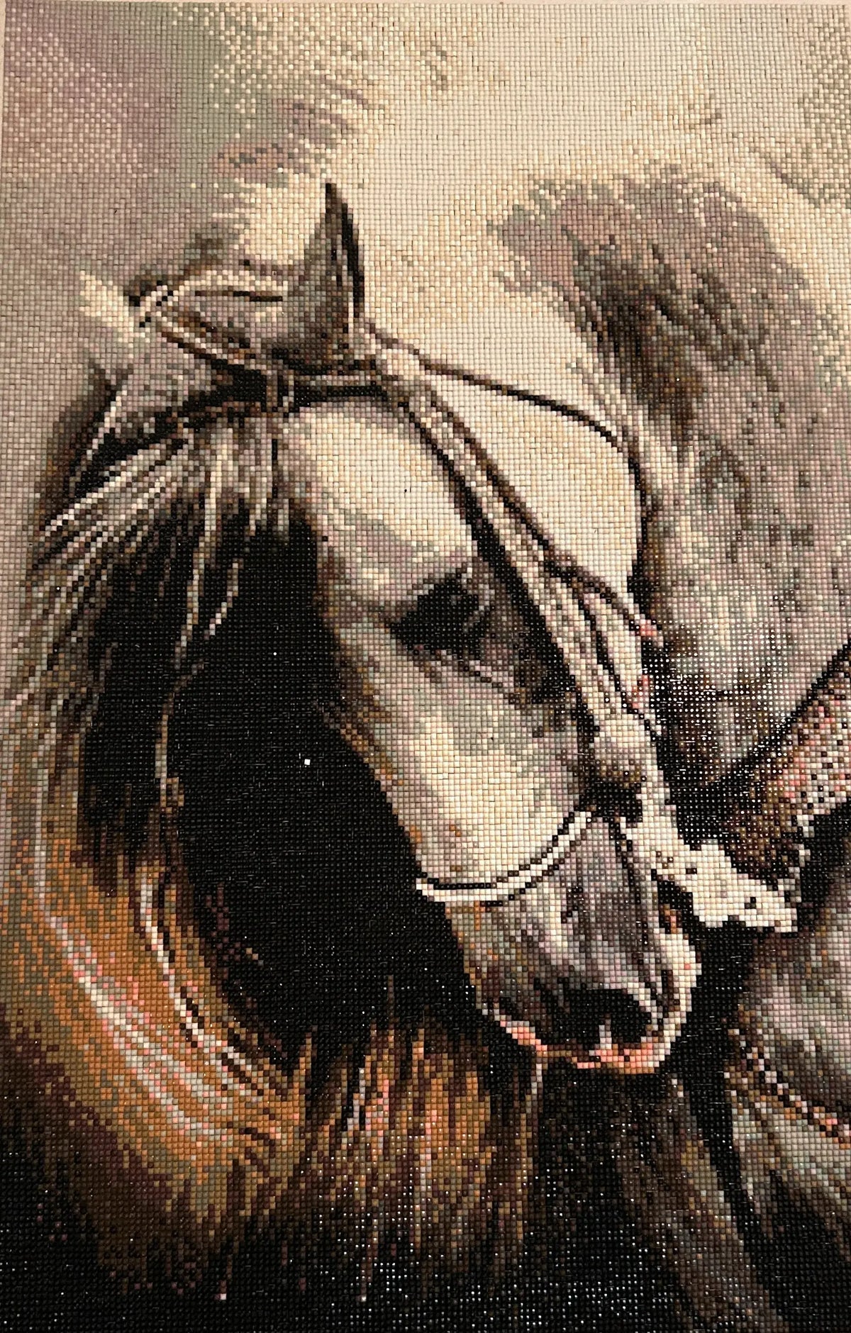 Wildmane Portrait Diamond Painting featuring a stunning horse with intricate details and vibrant colors.