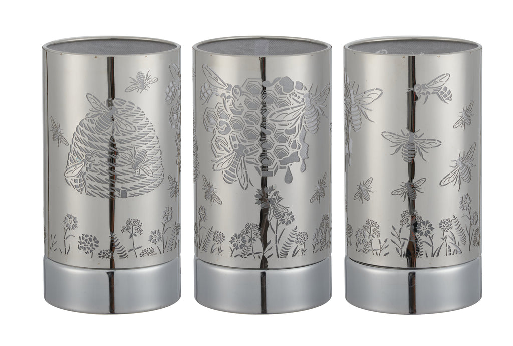 Touch lamp-Fragrance Wax Melts Warmer featuring beautiful silver honeybee design decor by Peterson Housewares & Artwares.