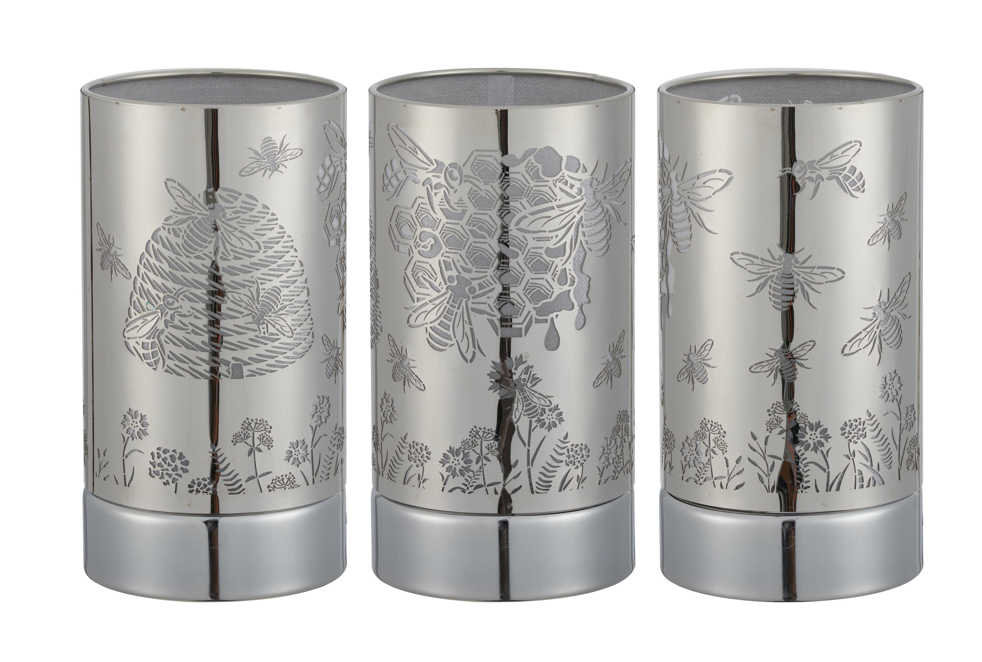 Touch lamp-Fragrance Wax Melts Warmer featuring beautiful silver honeybee design decor by Peterson Housewares & Artwares.