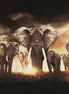 Majestic March Diamond Painting features a stunning sunset scene with a herd of elephants.