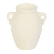 Off-white speckled vase-shaped wax warmer with two small loop handles and a wide open top, front-centered on a white background.