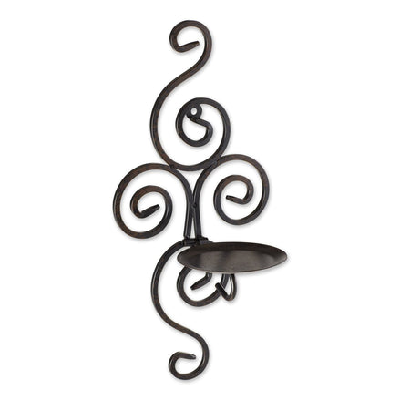 Scrollwork candle sconces in an elegant design, perfect for enhancing any room with ambient lighting.
