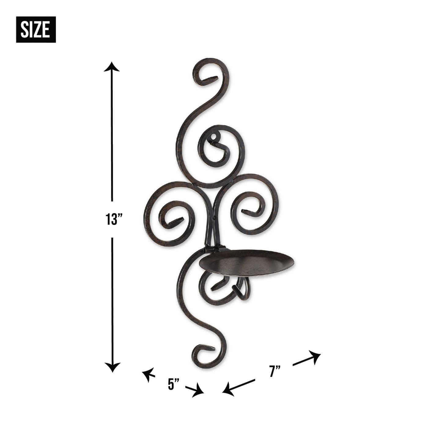 Size dimensions of scrollwork candle sconces: 13