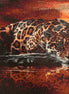 Sunset Watcher Diamond Painting of a leopard by the water at sunset with vibrant colors and lifelike detail.