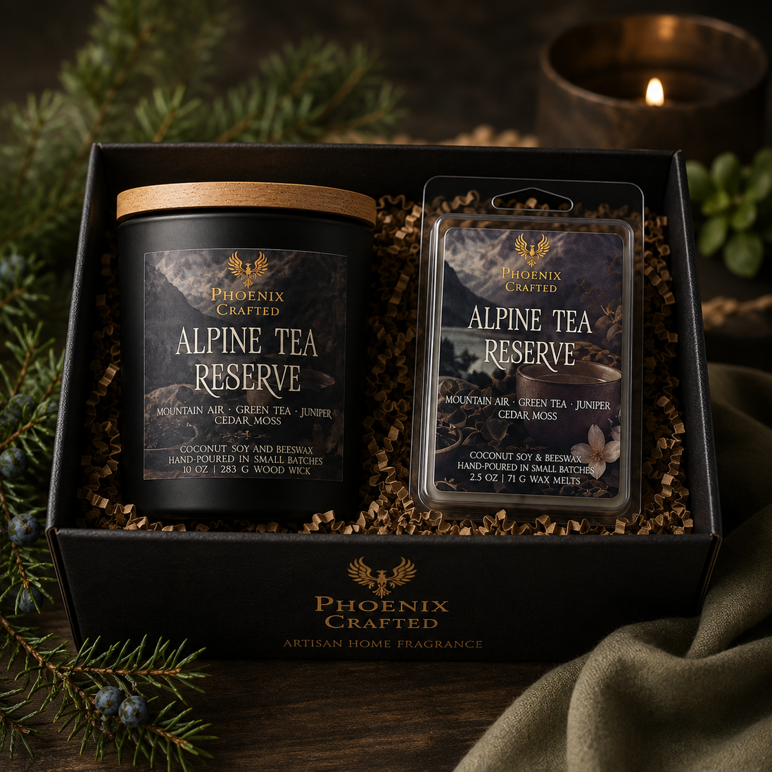 Alpine Tea Reserve Candle + Wax Melt Gift Set