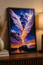Ascendant Light Diamond Painting displayed in a stylish setting, showcasing vibrant colors and celestial design.