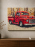 Autumn Haul finished red-truck diamond artwork shown in a wall-display mockup; artwork is sold unframed.
