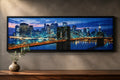 Brooklyn Bridge Nights Diamond Painting showcasing New York's skyline with vibrant lights and reflections.