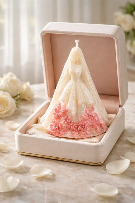 Caramel Apple Creme tiered decorative candle with floral details.