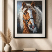 Chestnut Grace finished horse diamond artwork shown in a frame mockup; artwork is sold unframed.