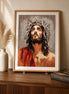 Crown of Mercy Diamond Painting featuring a detailed portrait with shimmering resin diamonds and warm earth tones.