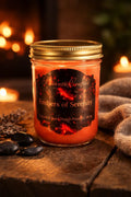Embers of Serenity Candle in a jar, hand-poured coconut soy blend, featuring warm citrus and vanilla aromas.