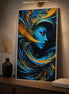 Gilded Serenity Diamond Painting featuring a stylized blue and gold portrait with flowing embellishments.