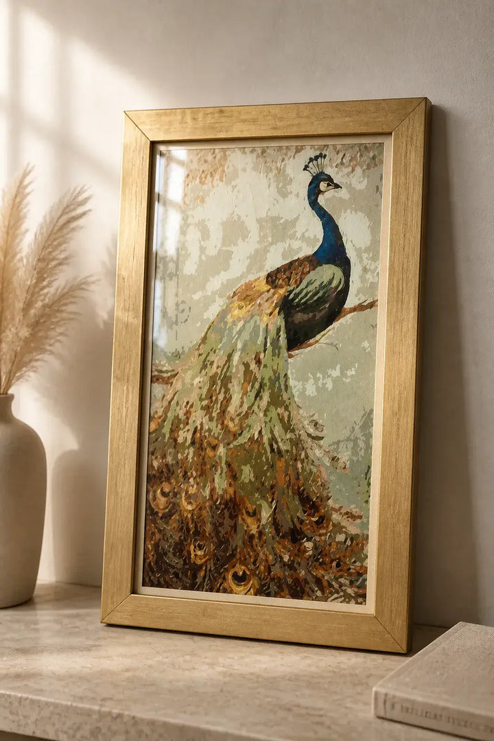 Golden Plumage Peacock Diamond Painting