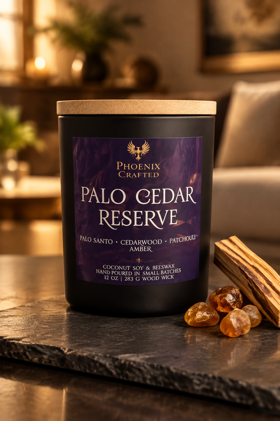 Phoenix Crafted Palo Cedar Reserve candle, second product photograph