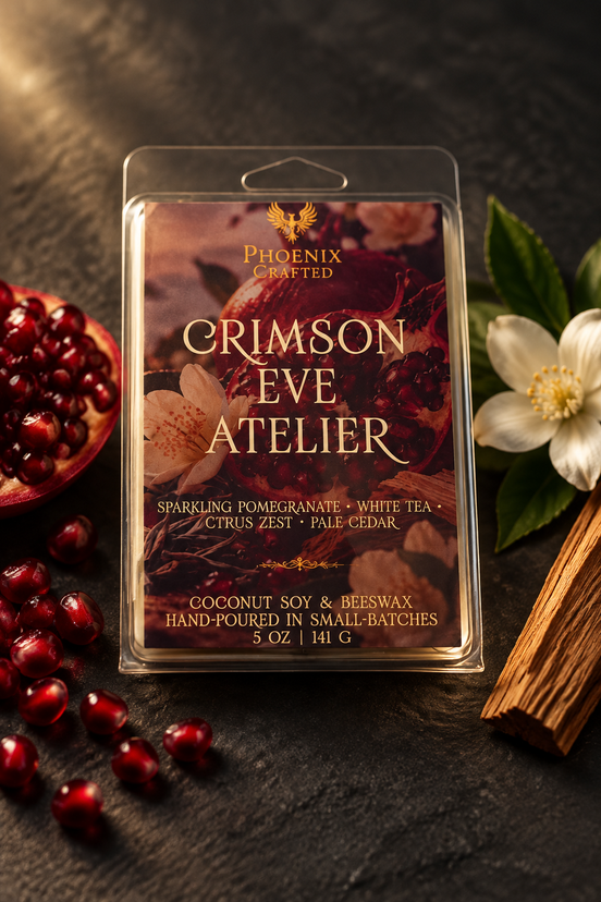 Crimson Eve Atelier 5 oz wax melts with sparkling pomegranate and white tea fragrance