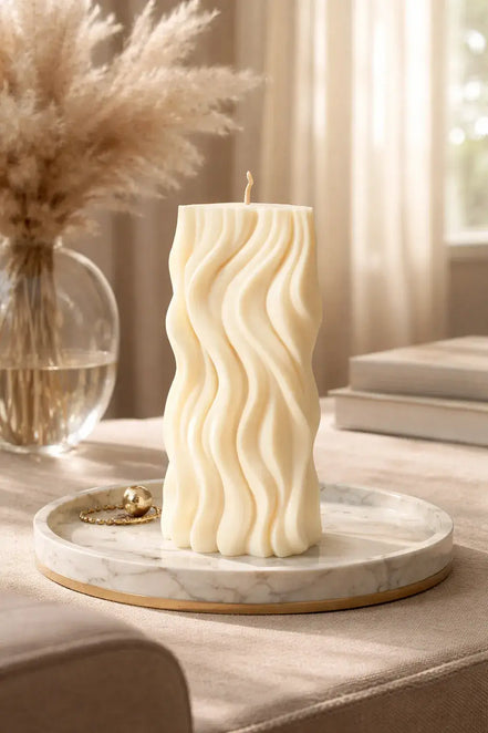 Lily & Ivy Veil Decorative Candles in a serene home setting with soft light and elegant decor.