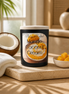Mango Coconut Cream Candle in a stylish jar with tropical decor, highlighting its fruity scent and creamy coconut essence.