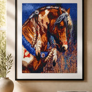 Painted Spirit Diamond Painting featuring a decorated horse portrait with intricate detailing and vibrant colors.