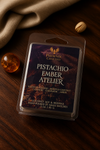 Pistachio Ember Atelier wax melts in Phoenix Crafted packaging.