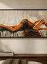 Resting Grace completed diamond painting of a serene reclining figure in warm beige, cream, brown, blush, and gold tones.