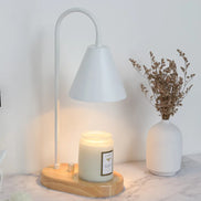 110V/230V Electric Candle Warmer Wax Melting Light Creative Aromatherapy Table Wooden Base Bedside Decor in a serene setting.